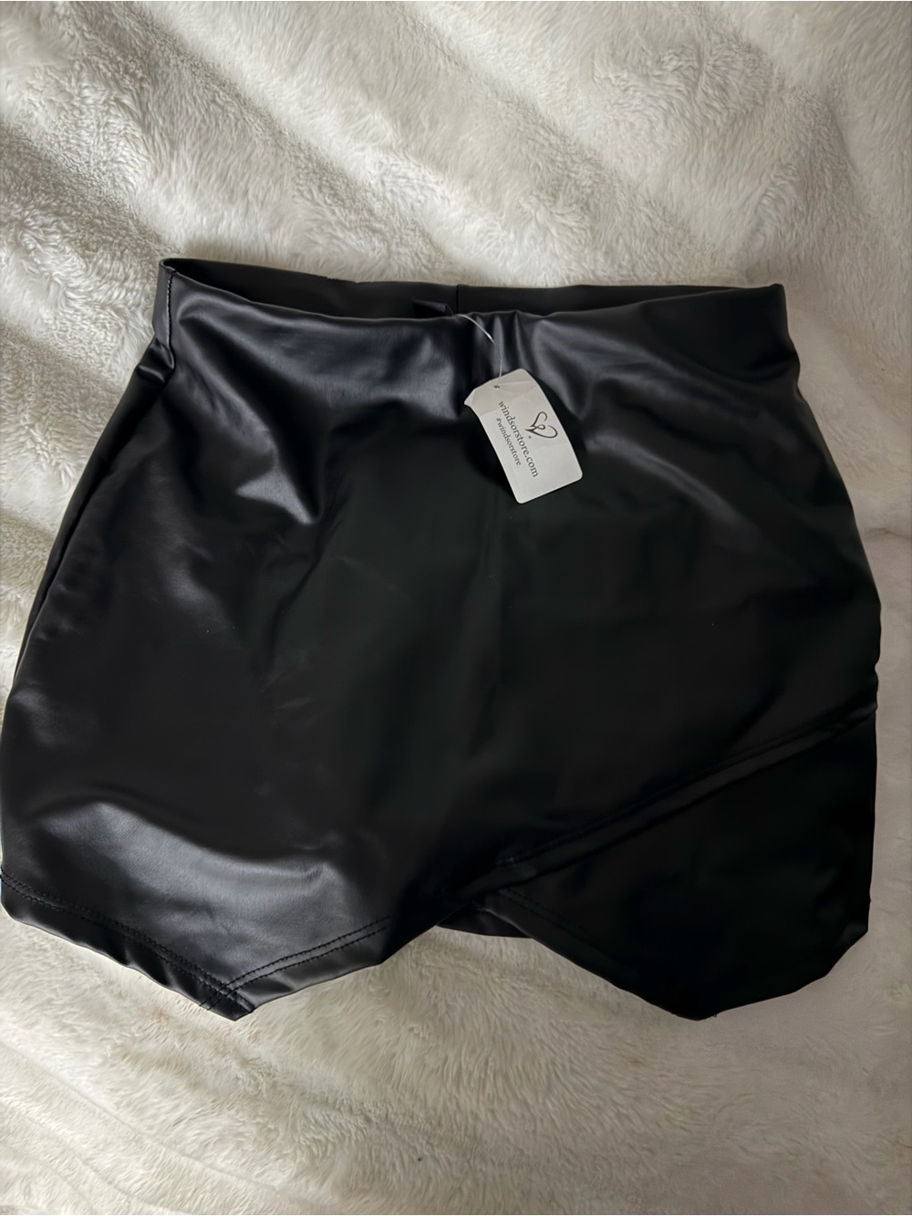 Windsor Black Faux Leather Skort
